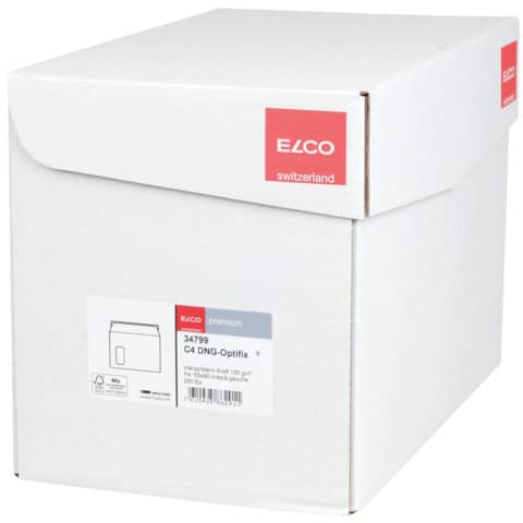 Briefumschlag Office Box mit Deckel - C4, weiß, haftklebend, mit Fenster, 120 g/qm, 250 Stück