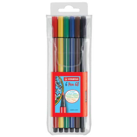 Premium-Filzstift - Pen 68 - 6er Pack - mit 6 verschiedenen Farben