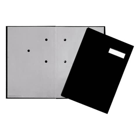 Unterschriftsbuch - 5 Fächer, Karton mit Stoffeinband, schwarz
