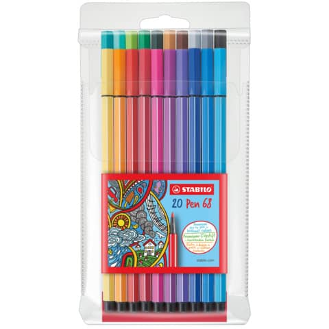 Premium-Filzstift - Pen 68 - 20er Pack - mit 20 verschiedenen Farben