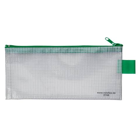 Reißverschlusstaschen - transparent/grün, A6, 200 x 100 mm