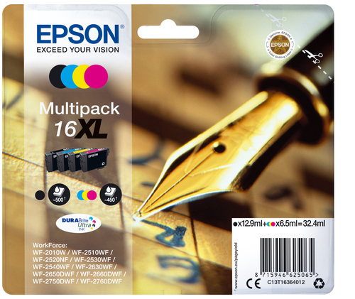 EPSON 16XL Tinte schwarz und dreifarbig hohe Kapazität 32.4ml 1-pack blister ohne Alarm