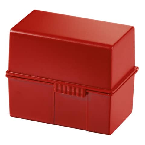 Karteibox DIN A6 quer - für 400 Karten mit Stahlscharnier, rot