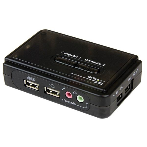 STARTECH.COM 2 Port USB KVM Switch Kit mit Audio und Kabeln - 2-fach USB VGA Desktop Umschalter inkl. Kabel
