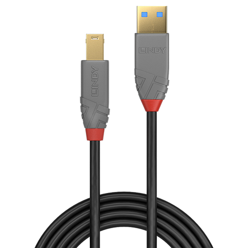 LINDY 1m USB 3.0 Typ A an B Kabel Anthra Line 5Gbit/s
