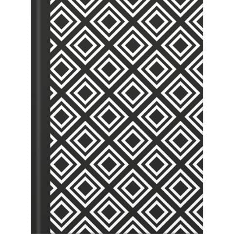 Notizbuch black&white rhombus - A5, Pünktchenlineatur, 96 Blatt