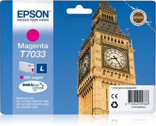 EPSON T7033 Tinte magenta Standardkapazität 9.6ml 800 Seiten 1-pack blister ohne Alarm