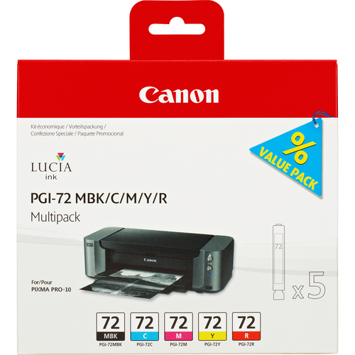 CANON PGI-72 MBK/C/M/Y/R Tinte schwarz und farbig Standardkapazität Multipack