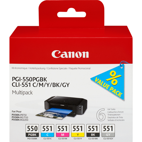 CANON 1LB PGI-550 / CLI-551 ink cartridge black and five colour standard capacity multipack