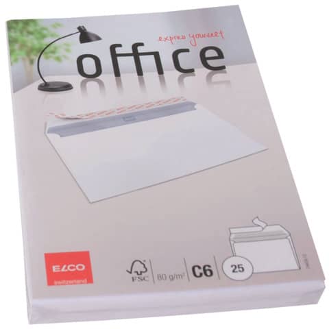 Briefumschlag Office - C6, hochweiß, haftklebung, Idr, 80 g/qm, 25 Stück